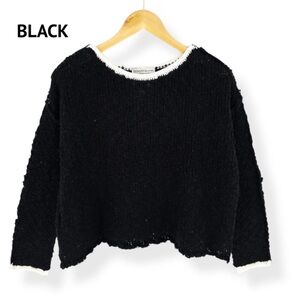 Black and Fuschia women’s cropped sweater,NWOT